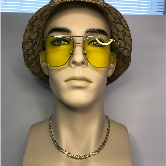 BURBERRY Blaine BE3141 1005 aviator sunglass gunmetal frame with yellow lenses. - Picture 4 of 15